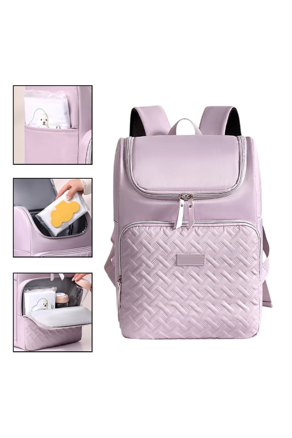 Mom Backpack with Large Capacity – Pink, Thermal Insulation, Multi-pocket, Multifunctional for Travel, Picnic & Daily Outings, Portable Design