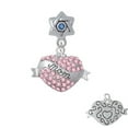 thumbnail image 1 of Mom Banner on Pink Crystal Heart - Star of David with Blue Crystal Charm Bead, 1 of 1