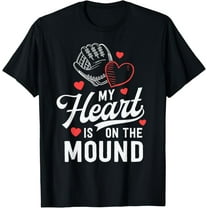Mom Baseball Shirt Gift My Heart Is On The Mound Pitcher T-Shirt men and women can wear, black, white, gifts