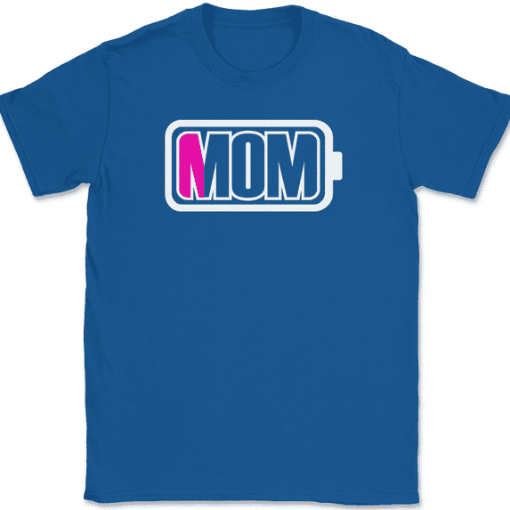 Mom Battery Low T-Shirt Funny Mothers Day Little Kids Energy Graphic Tee - Royal Blue, 5XL