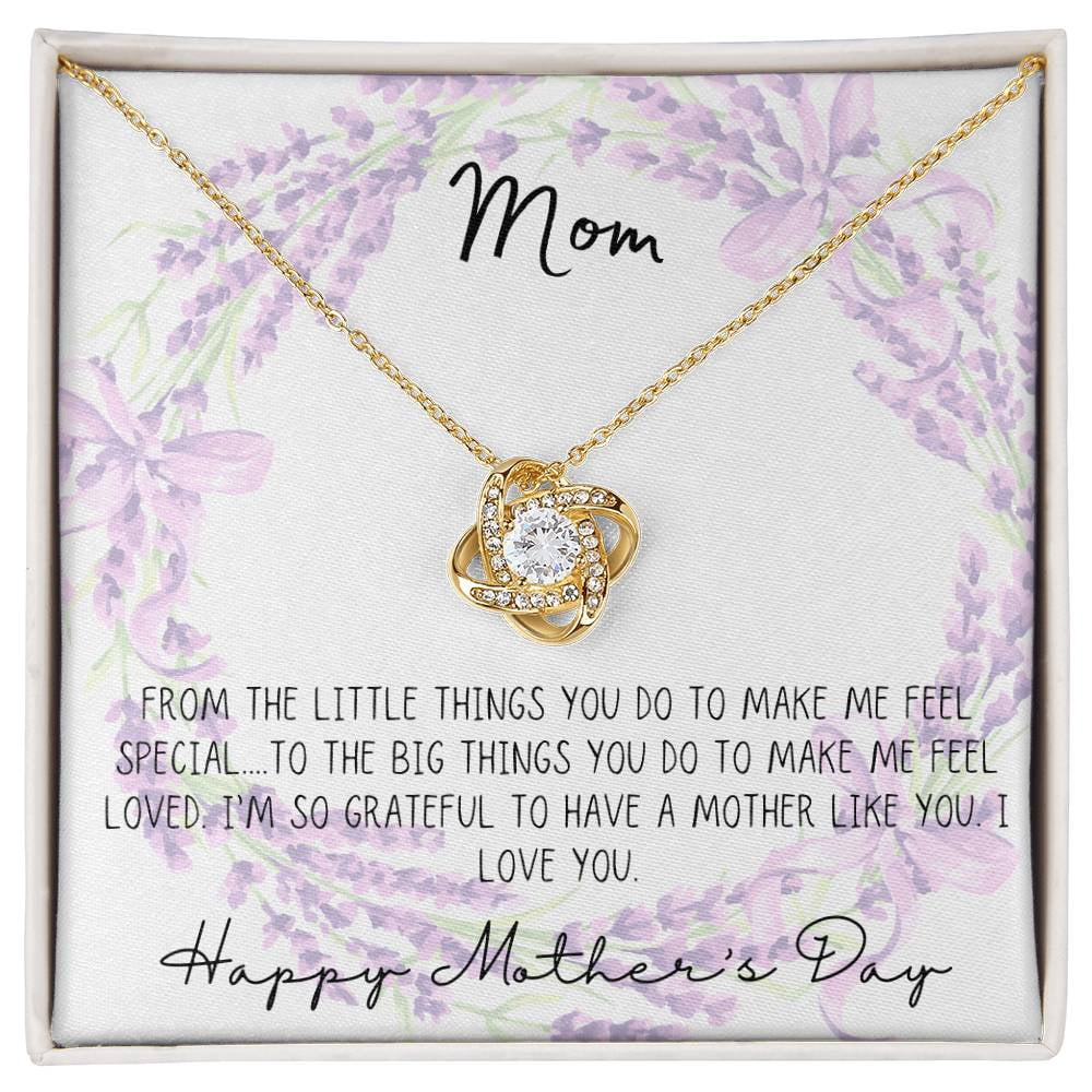 Mom Beautiful Necklace, Message Card and Box, White Love Knot Necklace ...
