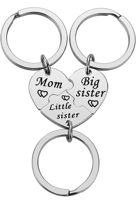Mom Birthday Gift from Daughter - 3PCS Mother Big Sis Little Sis Keychain Gifts Set for Mother’s Day