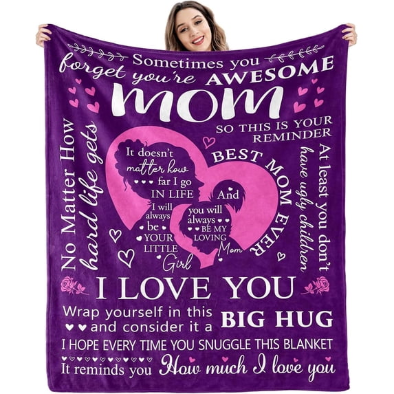 Mom Birthday Gifts from Daughter,Best Mom Ever Gifts,Mom Gifts for Birthday,Blanket for Mom Christmas Valentine''s Day Mother''s Day Mom Gifts for Birthday Soft Warm Cozy Bed Blanket 50x60
