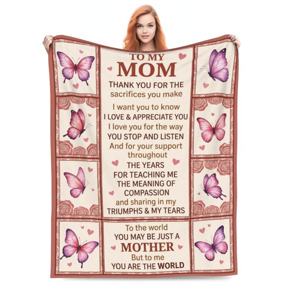 Mom Birthday Gifts, Gifts for Mom from Daughter Son, To My Mom Blanket, Soft Flannel Throw Blanket, Birthday Gift for Mom 50x40