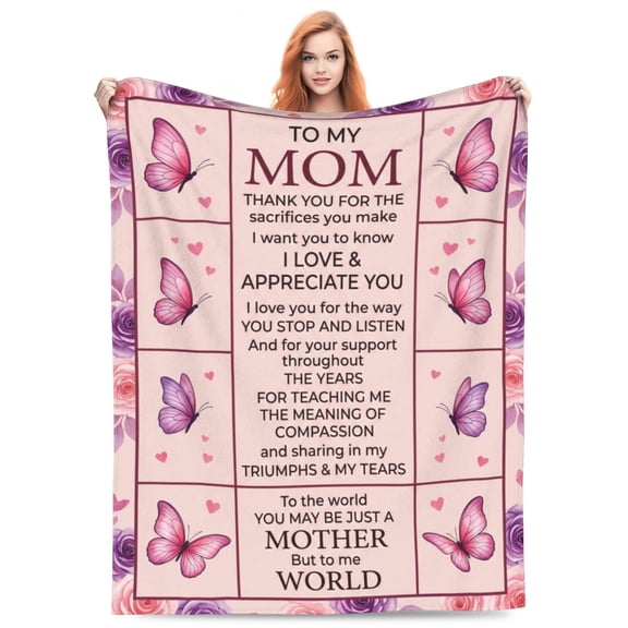 Mom Birthday Gifts, Gifts for Mom from Daughter Son, To My Mom Blanket, Soft Flannel Throw Blanket, Birthday Gift for Mom 50x40