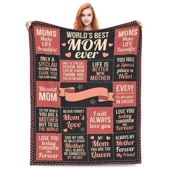 Mom Birthday Gifts from Daughter, Best Mom Ever Blanket | Soft Cozy Keepsake for Christmas, Valentine's Day, Mother's Day and More 50x40
