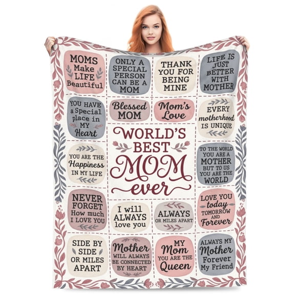 Mom Birthday Gifts from Daughter, Best Mom Ever Blanket | Soft Cozy Keepsake for Christmas, Valentine's Day, Mother's Day and More 50x40
