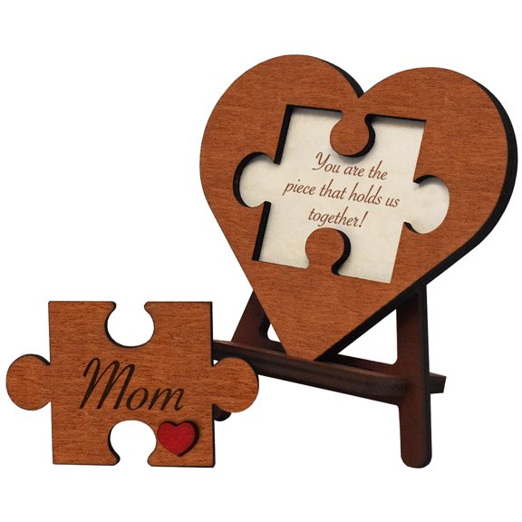 for Mom Birthday Unique - Engraved Mothers Day Idea from Daughter Son, Wooden Mom Puzzle Piece Sign, You are the Piece that Holds Us Together, Mother Day Plaque from Kids, Children A101