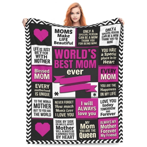 Mom Blanket, Best Mom Ever Birthday Gift, Soft Flannel Throw Blanket from Daughter, Cozy Keepsake Present for Mom 50x40