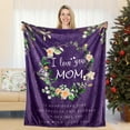 thumbnail image 1 of Mom Blanket for Birthday from Daughter and Son, Super Soft, Warm and Comfy Blanket for Mother, I Love You Mom Blanket Flower Women Throw Blanket 60" x 50", Purple, 1 of 6