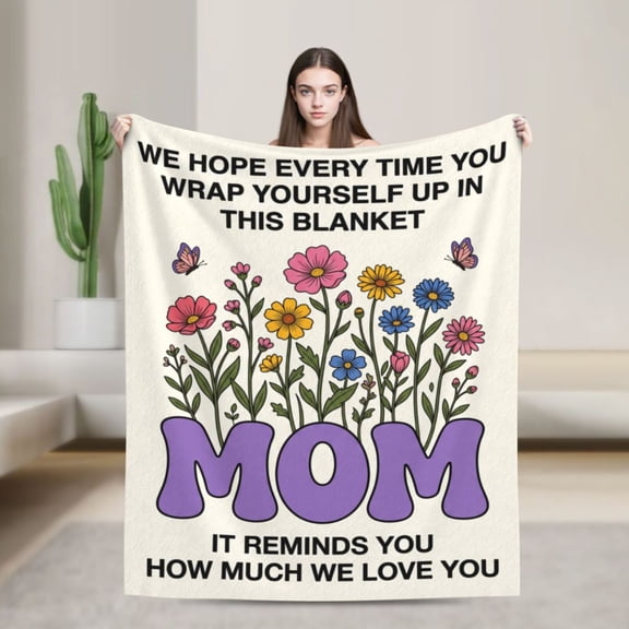 Mom Blanket, Birthday Gift for Mom from Daughter Son, Soft Flannel Throw Blanket for Mother, Heartwarming Present Ideas for Mama, Home Sofa Couch Decor 50x40