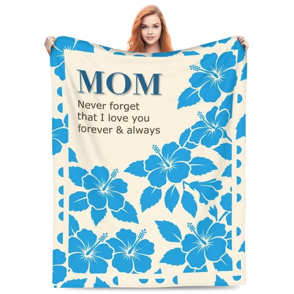 Mom Blanket, Birthday Gift for Mom, Soft Flannel Throw Blanket from Daughter Son, I Love You Mom Mother’s Day Present 50x40