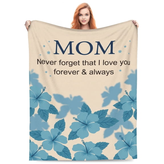 Mom Blanket, Birthday Gift for Mom, Soft Flannel Throw Blanket from Daughter Son, I Love You Mom Mother’s Day Present 50x40
