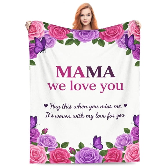 Mom Blanket, Birthday Gift for Mom, Soft Flannel Throw Blanket from Daughter Son, Mother’s Day Present for Mommy 50x40