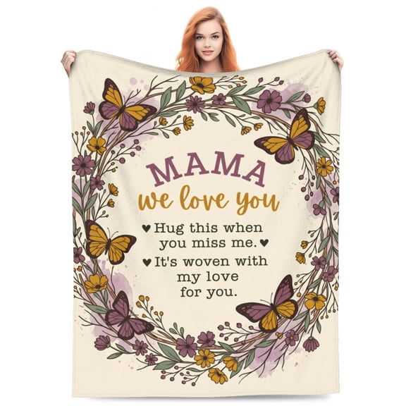Mom Blanket, Birthday Gift for Mom, Soft Flannel Throw Blanket from Daughter Son, Mother’s Day Present for Mommy 50x40