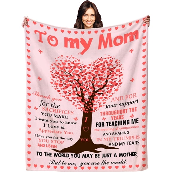 Mom Blanket from Daughter Son Mom Gifts I Love You Mom Blanket Birthday Gifts for Mothers Soft Cozy Warmer Fuzzy Bed Throw Blanket for Birthday Mothers Day Christmas 50"x60"