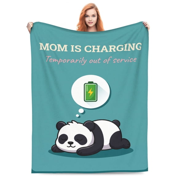Mom Blanket, Flannel Novelty Power Battery Pattern, All Season Throw, Soft Warm Cozy Plush Blanket 50x40