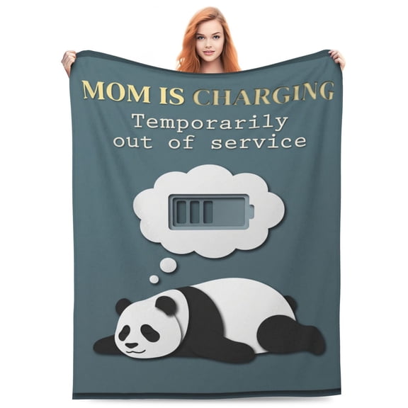 Mom Blanket, Flannel Novelty Power Battery Pattern, All Season Throw, Soft Warm Cozy Plush Blanket 50x40