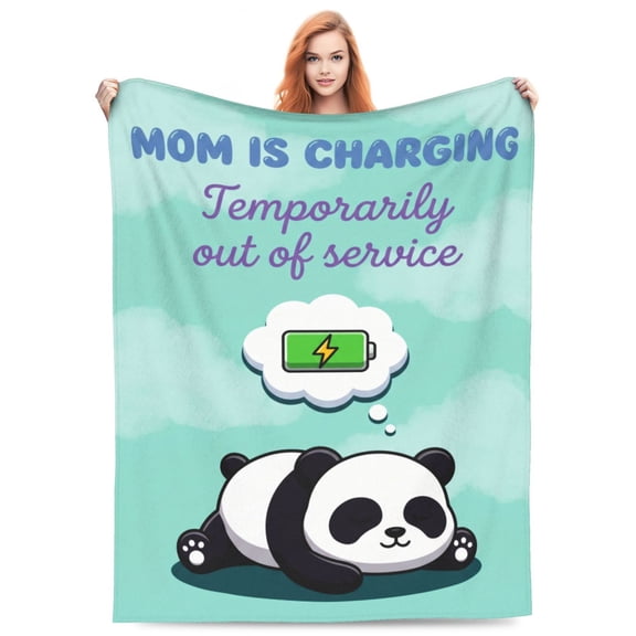Mom Blanket Fuzzy Plush Flannel Moms Charging Design Soft Warm Throw for Napping Couch and Bed 50x40