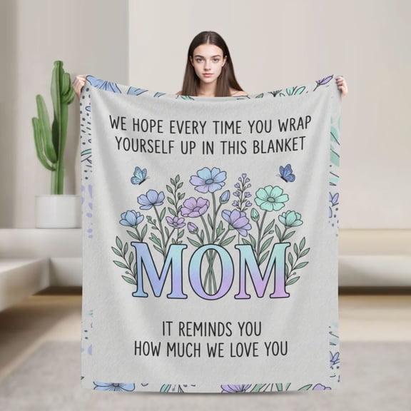 Mom Blanket, Gift from Daughter Son, Birthday Christmas Present for Mom, Soft Flannel Throw Blanket for Mama, Cozy Home Decor 50x40