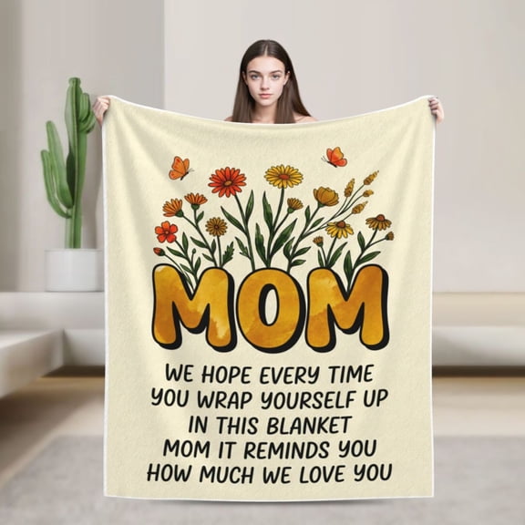Mom Blanket, Gift from Daughter Son, Birthday Christmas Present for Mom, Soft Flannel Throw Blanket for Mama, Cozy Home Decor 50x40