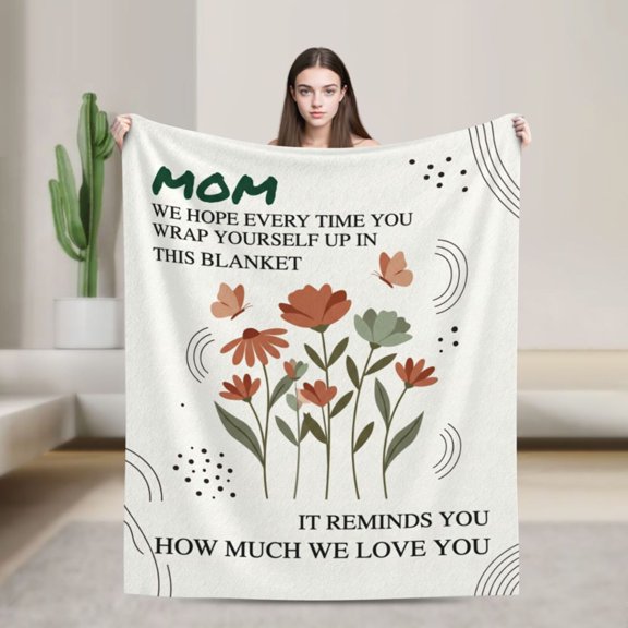 Mom Blanket, Gift from Daughter Son, Birthday Christmas Present for Mom, Soft Flannel Throw Blanket for Mama, Cozy Home Decor 50x40