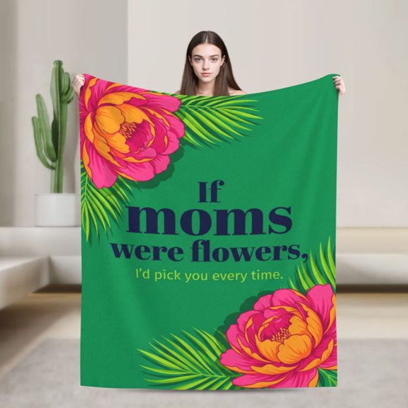 Mom Blanket Gifts for Mom Blanket Soft Flannel Warm Throw Blankets with Floral Printed Couch Sofa 50x40