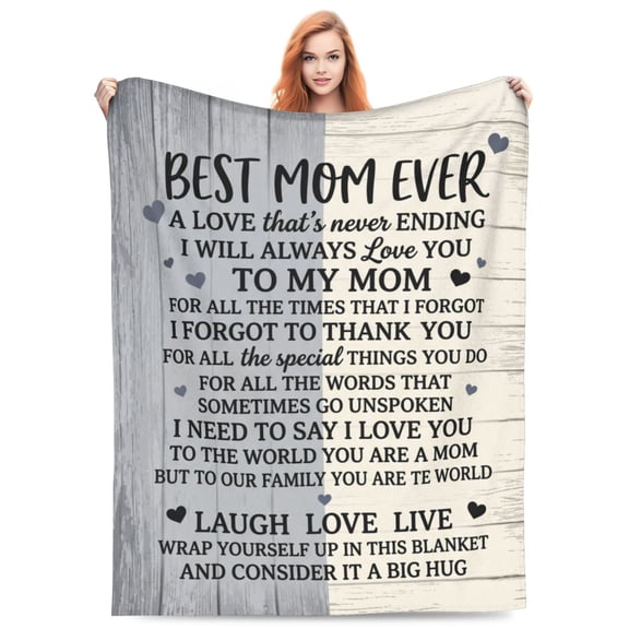 Mom Blanket, Heartwarming Gift from Daughter Son, Soft Cozy Flannel Blanket for Mom, Mother's Day Anniversary Birthday Present for Bed Couch Home Decor 50x40