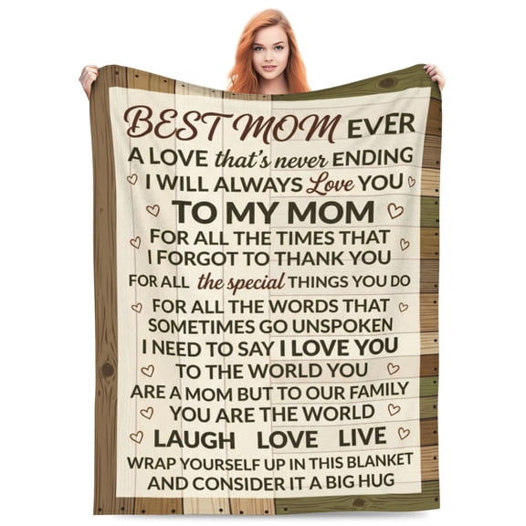 Mom Blanket, Heartwarming Gift from Daughter Son, Soft Cozy Flannel Blanket for Mom, Mother's Day Anniversary Birthday Present for Bed Couch Home Decor 50x40