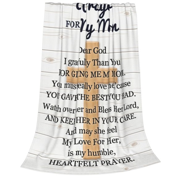 Mom Blanket, Heartwarming Gift from Daughter Son, Soft Cozy Flannel Blanket for Mom, Birthday Present Ideas for Mother Home Sofa Couch 50x40