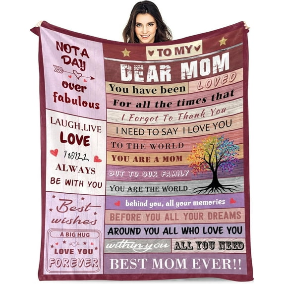 Mom Blanket, Mom Gifts from Daughters Son, Ideas for Mom, Unique Soft Women Throw Blanket Gifts for Birthday Christmas Thanksgiving Day, to My Best Mom Blankets 50x60