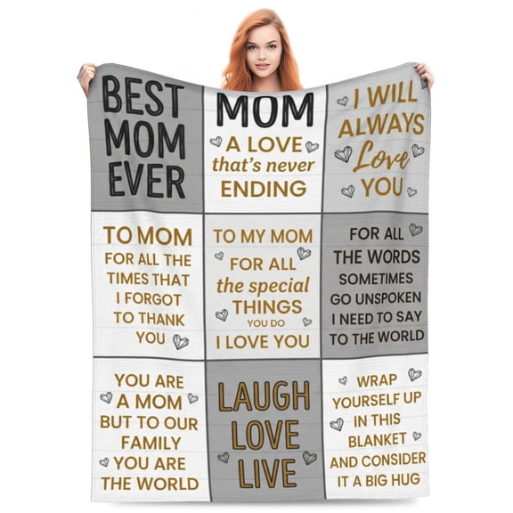 Mom Blanket Novelty Print Soft Flannel Cozy Plush Throw for Mothers Day Anniversary Birthday Christmas and Valentines 50x40