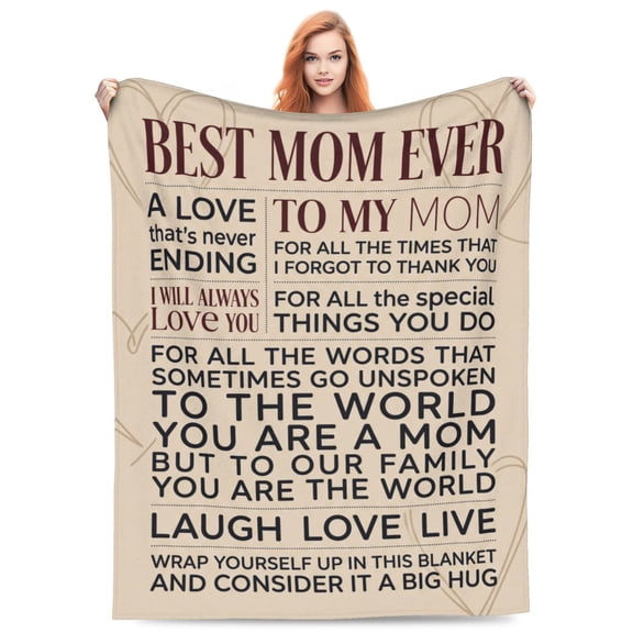 Mom Blanket Novelty Print Soft Flannel Cozy Plush Throw for Mothers Day Anniversary Birthday Christmas and Valentines 50x40
