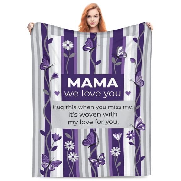 Mom Blanket Retro Lettering Cozy Flannel All-Season Comfort Throw for Couch and Bed 50x40