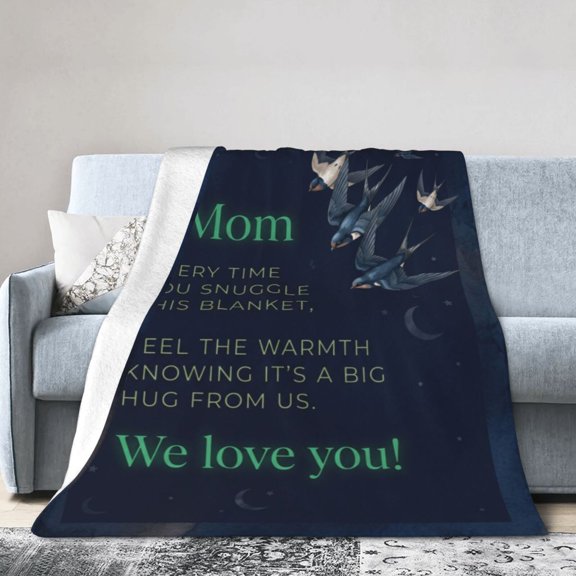 Mom Blanket Soft Flannel Blanket Floral Design Gifts for Mom We Love You Present for Mother Mommy Christmas 50x40