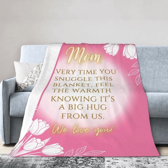 Mom Blanket Soft Flannel Blanket Floral Design Gifts for Mom We Love You Present for Mother Mommy Christmas 50x40