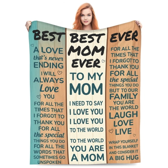 Mom Blanket, Special Gift for Mom, Christmas Valentine Birthday Present from Family, Cozy Flannel Blanket for Home Sofa 50x40