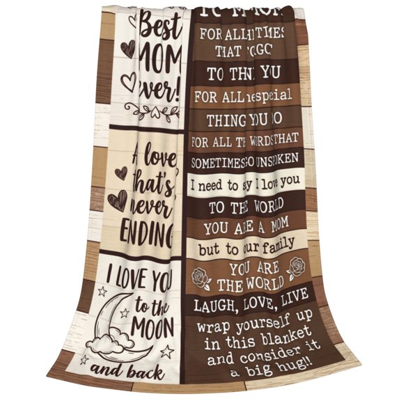 Mom Blanket, Special Gift for Mom from Daughters Son, Birthday Holiday Present, Warm Cozy Blanket for Mommy Home 50x40