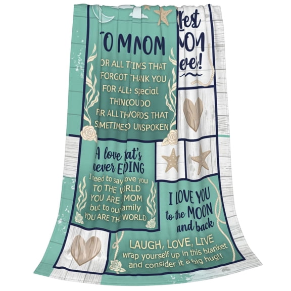 Mom Blanket, Special Gift for Mom from Daughters Son, Birthday Holiday Present, Warm Cozy Blanket for Mommy Home 50x40