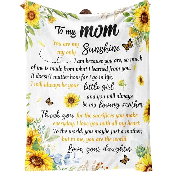 Mom Blanket from Daughter on Mothers Day - Mom Gifts Birthday Gifts for Mom Who Has Everything to My Mom Soft Flannel Throw Blanket 50 X 60 Inch