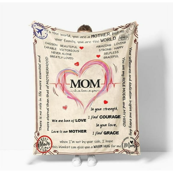 Mom Blankets Gifts Ideas for Mom from Daughter & Son,I Love You Mom Warm Soft Throw Blankets for Christmas, Mothers Day, Valentines Day, Birthday, Christmas and Thanksgiving 40" X 50"