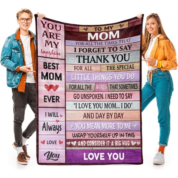 Mom Blankets Gifts for Mom from Daughter & Son, Mom Birthday Gifts, I Love You Mom Step Letter Warm Soft Throw Blankets, Mom Blankets Gifts for Birthday, Christmas