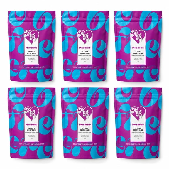 Mom Bomb Sakura Berry Bliss Bath Soak, 6 Pack Bulk Set