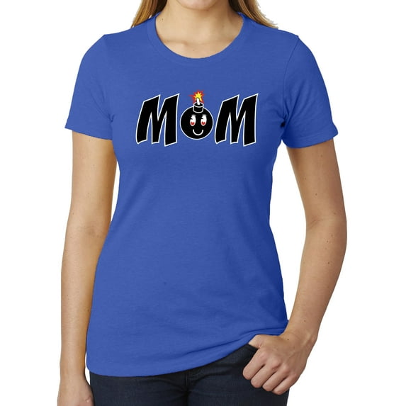 Mom Bomb Tee, Funny Graphic T-shirts, Woman's Tops, Gifts for Mom - Royal MH200WMOM S33 L