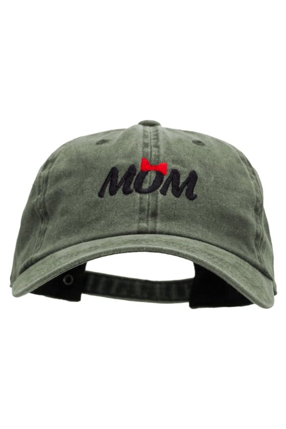 Mom Bowtie Embroidered Unstructured Cotton Cap - Dk Green OSFM
