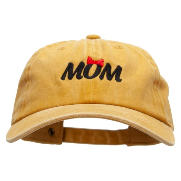 Mom Bowtie Embroidered Unstructured Cotton Cap - Gold OSFM