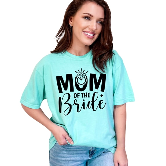 Mom of the Bride T-Shirt, Wedding Party Gift Tee, Bridal Shower Gift, Engagement Shirt, Mother of the Bride Tee, Bride's Mom Shirt, Chalky Mint Comfort Colors T-Shirt, Large