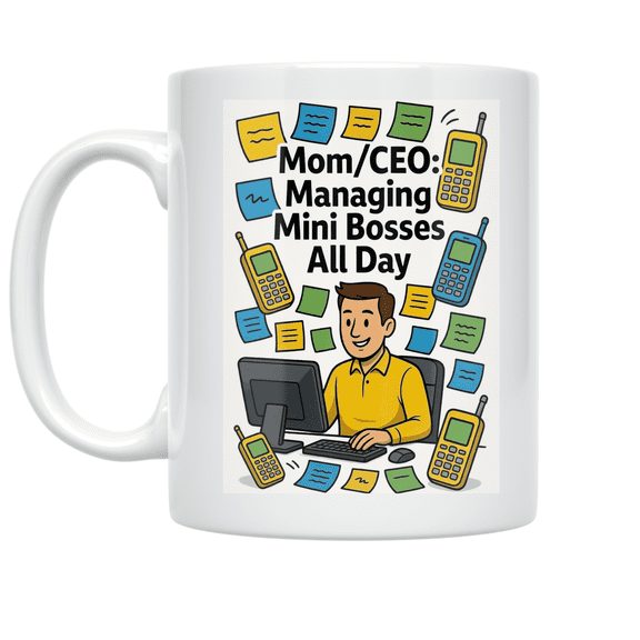 Mom/CEO: Managing Mini Bosses All Day - Parent Command Center - 11 oz Ceramic Coffee Mug
