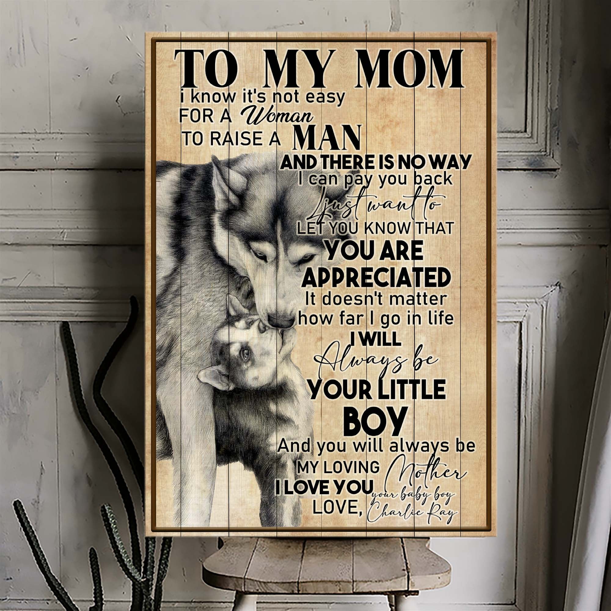 To My Mom Canvas Wall Art from Son – Emotional Gift for Mother ...
