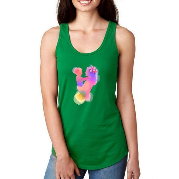 Mom Child Watercolor Art Racerback Tank Women -Image by Shutterstock, Female x-Large